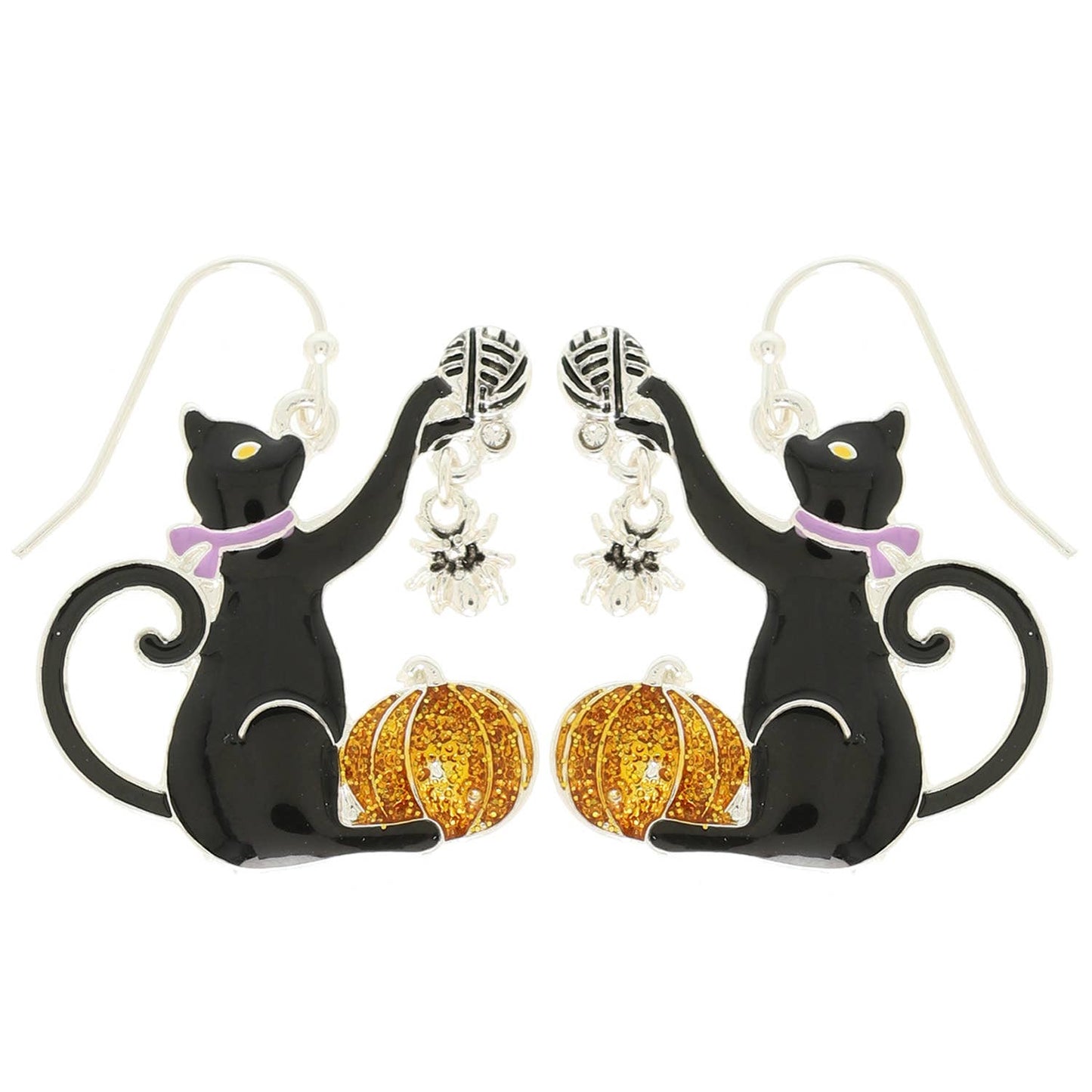 Halloween Cat Theme Epoxy Rhinestone Earrings