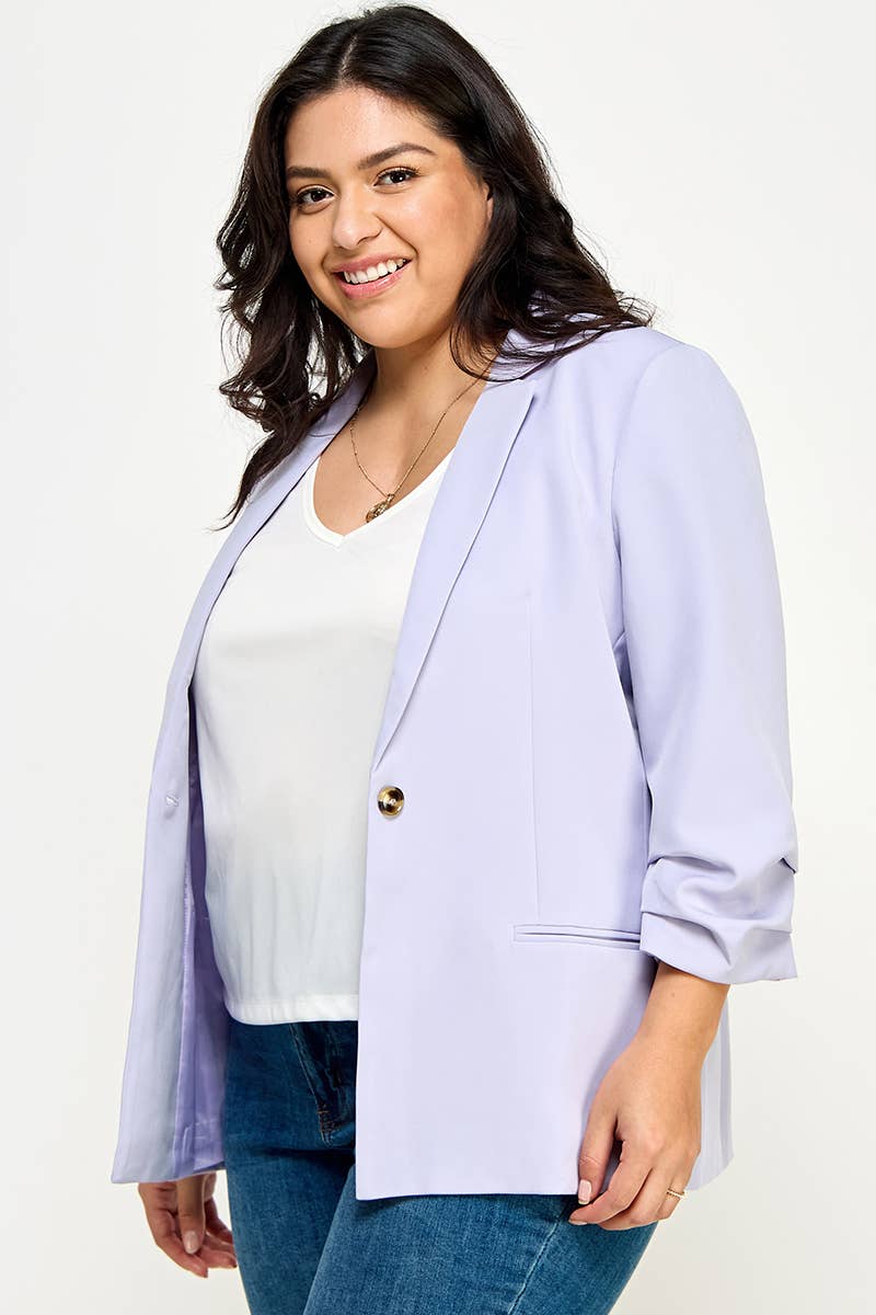 Lavender Folded Sleeve Blazer (Plus)