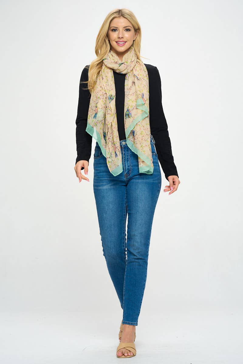 Bird on Branches Print Scarf