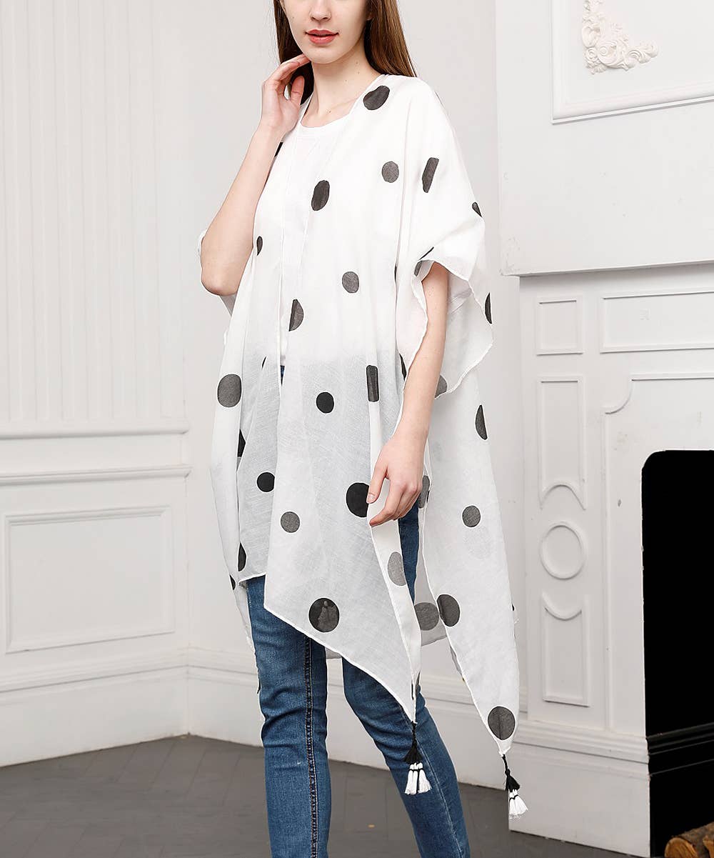 White Polka Dot Kimono: White