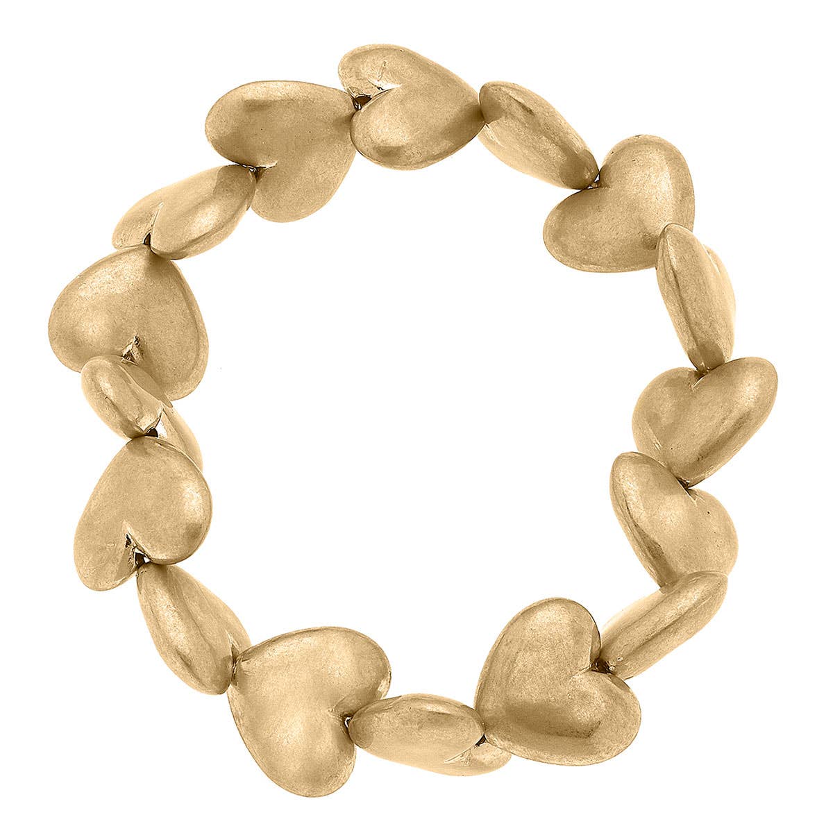 Angie Puffy Heart Stretch Bracelet in Worn Gold