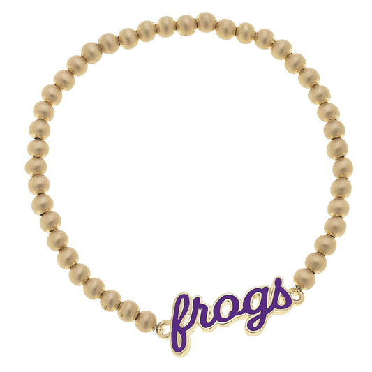 TCU Horned Frogs Enamel Script Stretch Bracelet in Purple