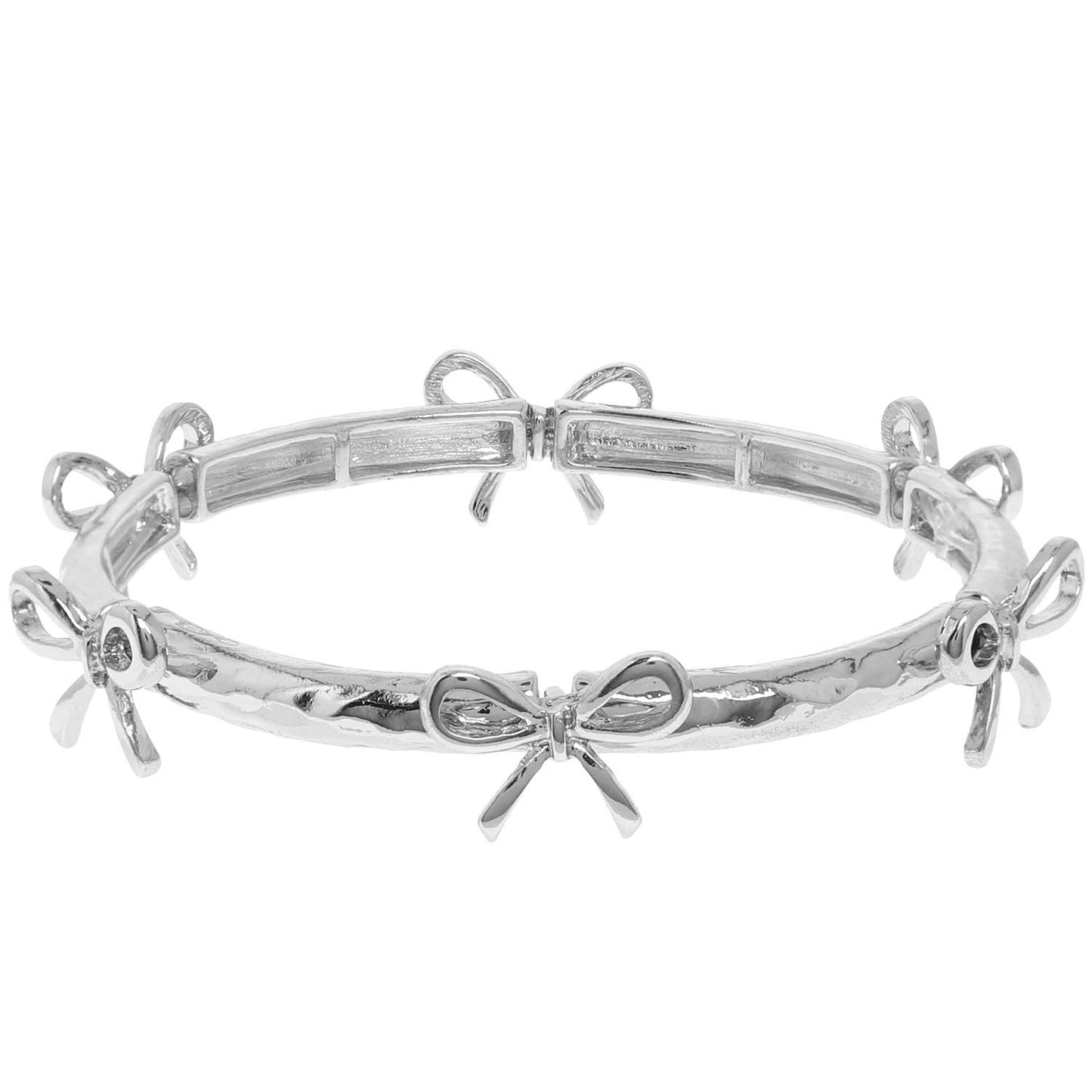 Fashion Bow Knot Station Hinge Bracelet : Silver