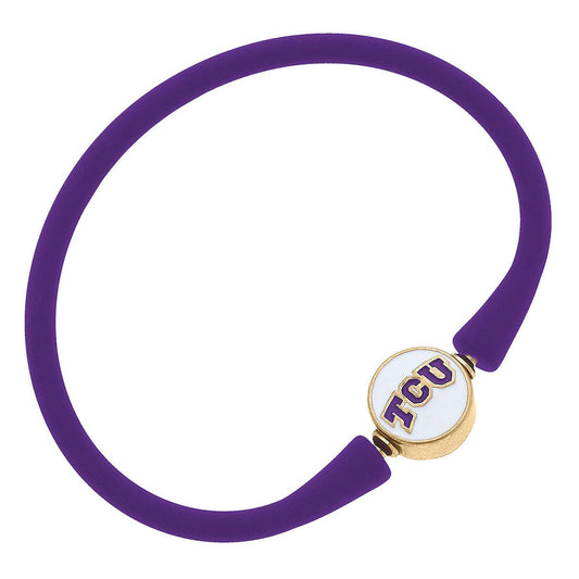 TCU Horned Frogs Enamel Silicone Bali Bracelet : Purple