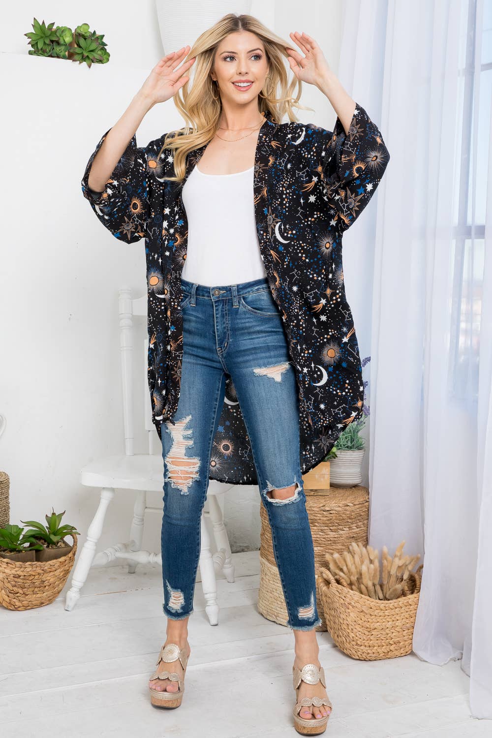 Galaxy print Kimono