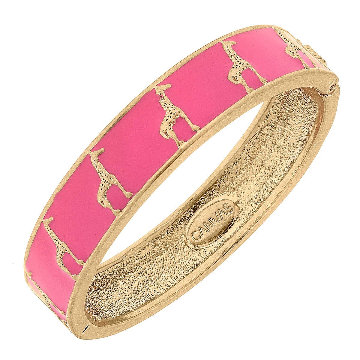 Jasmine Enamel Giraffe Hinge Bangle in Pink