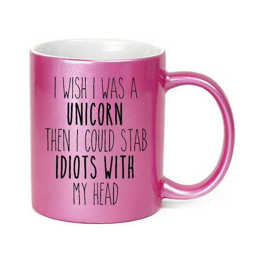 I Wish I Was a Unicorn Mug: PINK SPARKLE