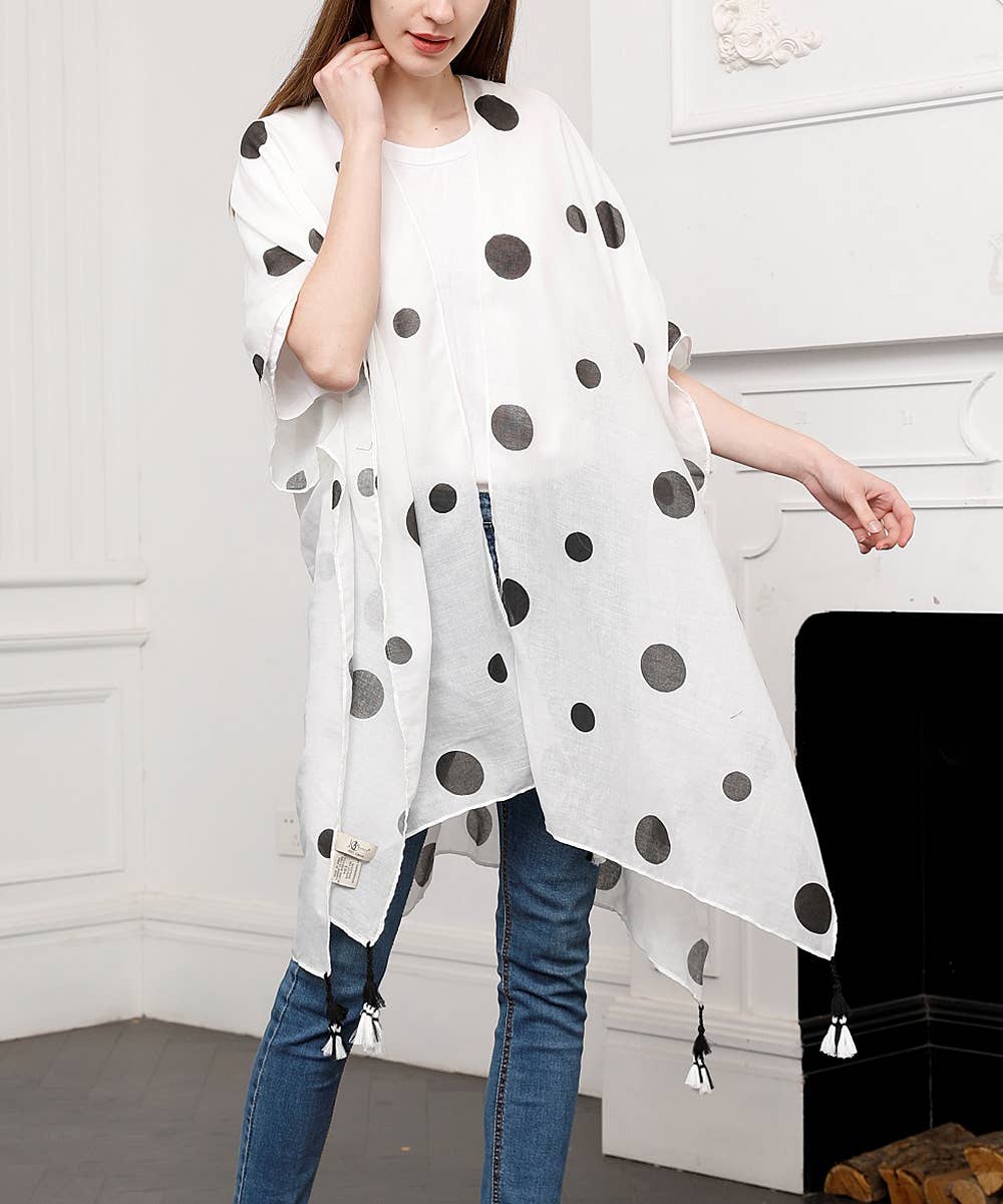 White Polka Dot Kimono: White