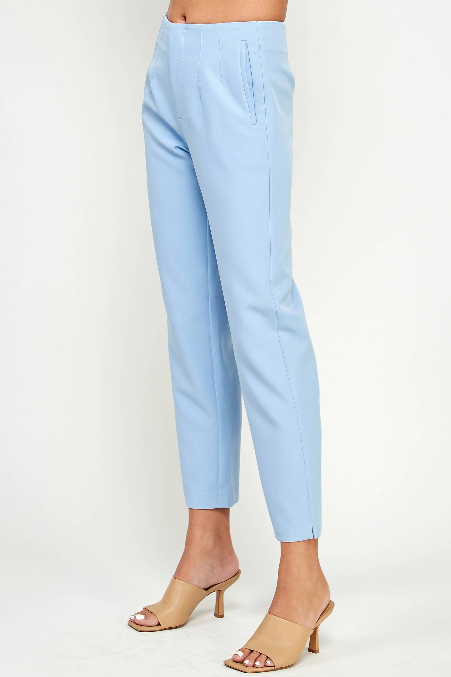 High Waisted Straight Cropped Pant Light Blue