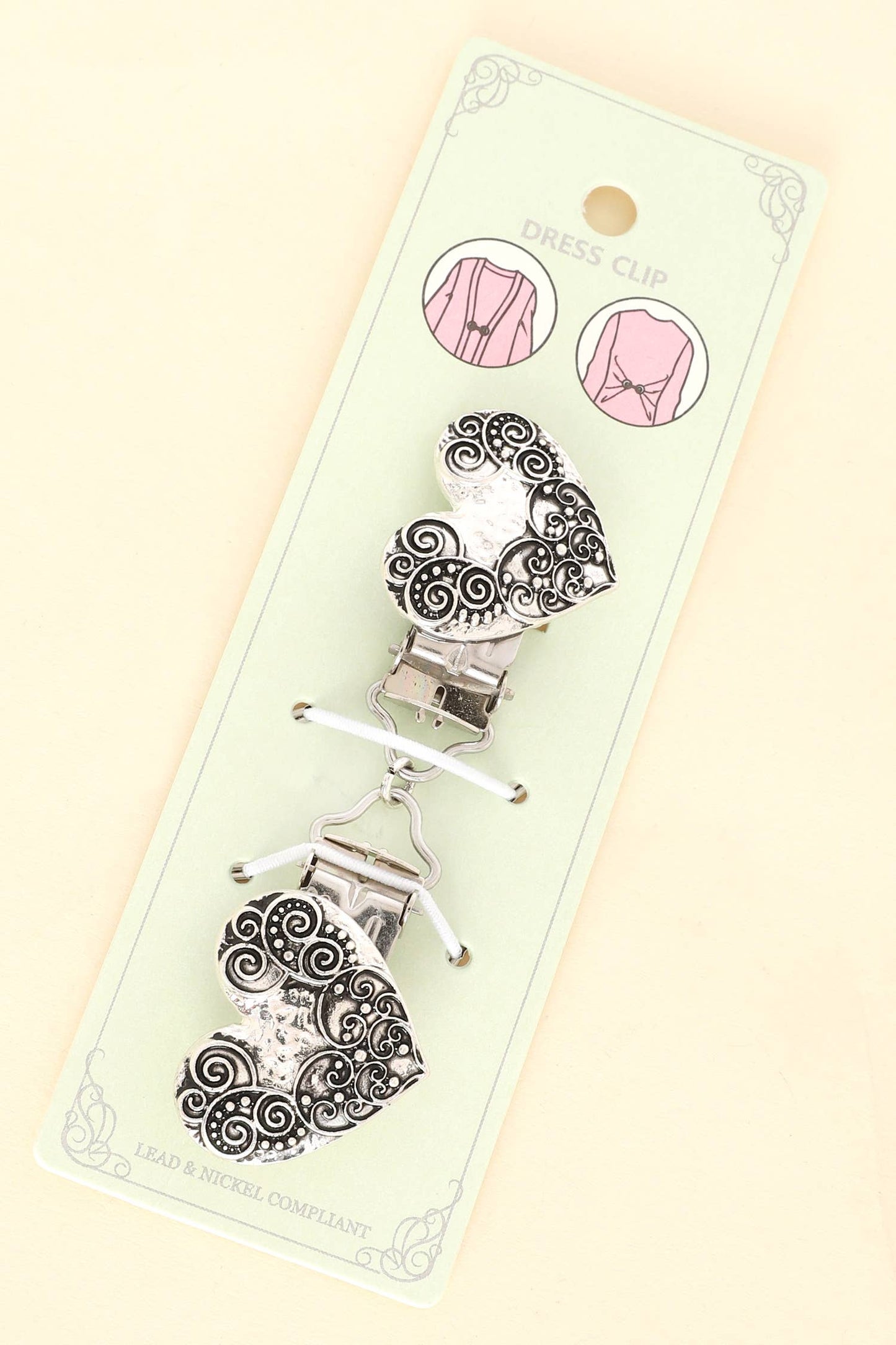 Tailored Look Filigree Heart Dress Clip