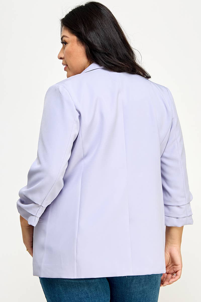 Lavender Folded Sleeve Blazer (Plus)