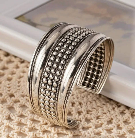 Silver Hollow Open Cuff Unisex  Bracelet