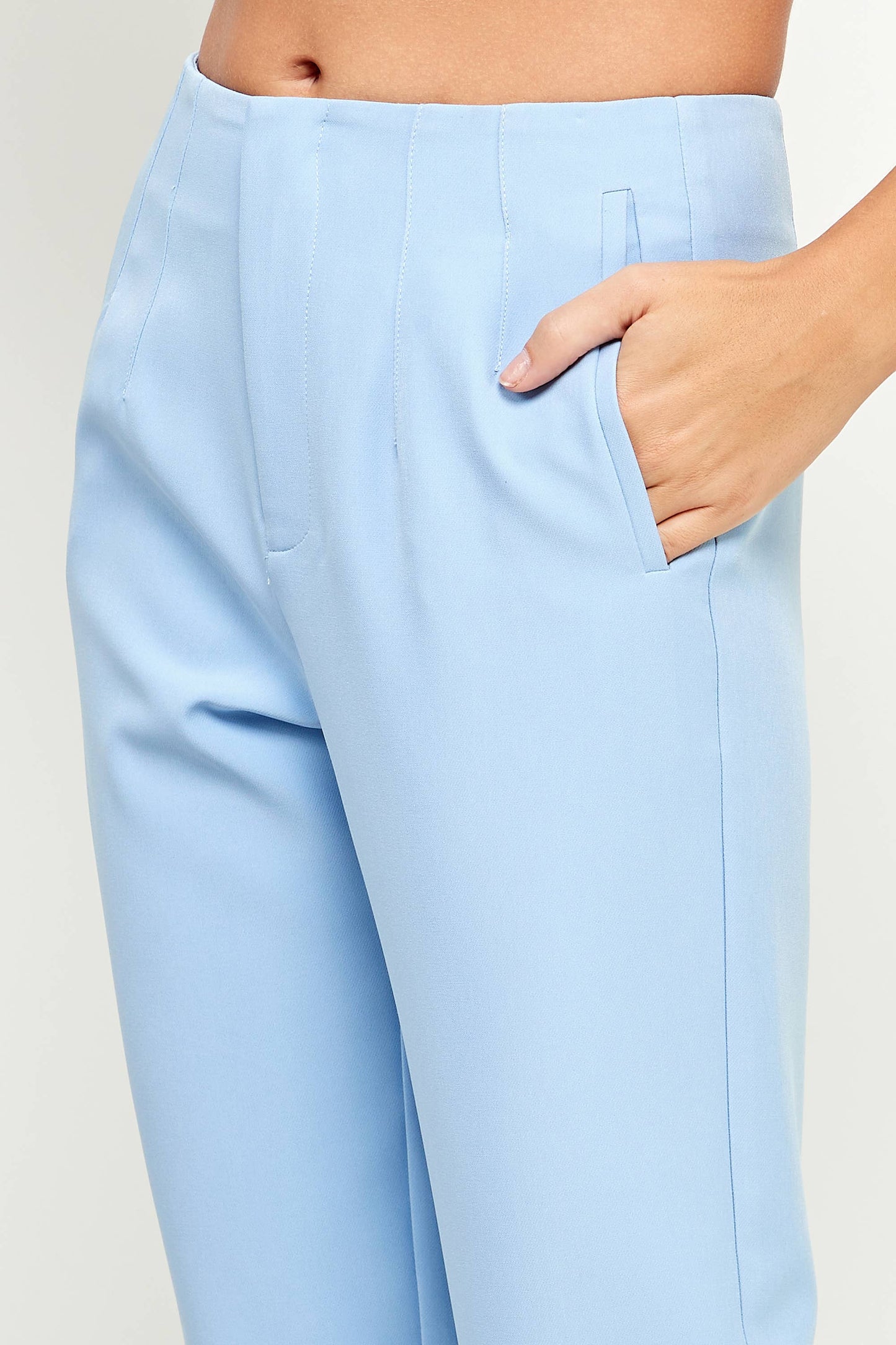 High Waisted Straight Cropped Pant Light Blue