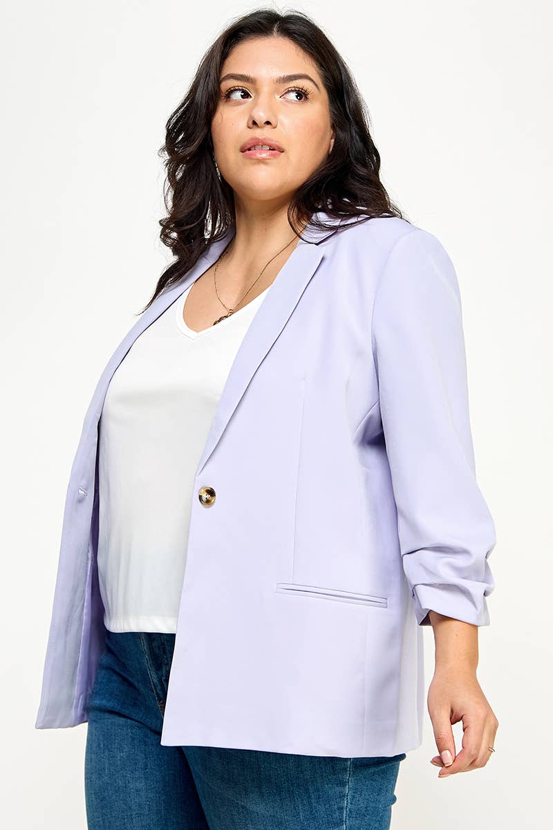 Lavender Folded Sleeve Blazer (Plus)