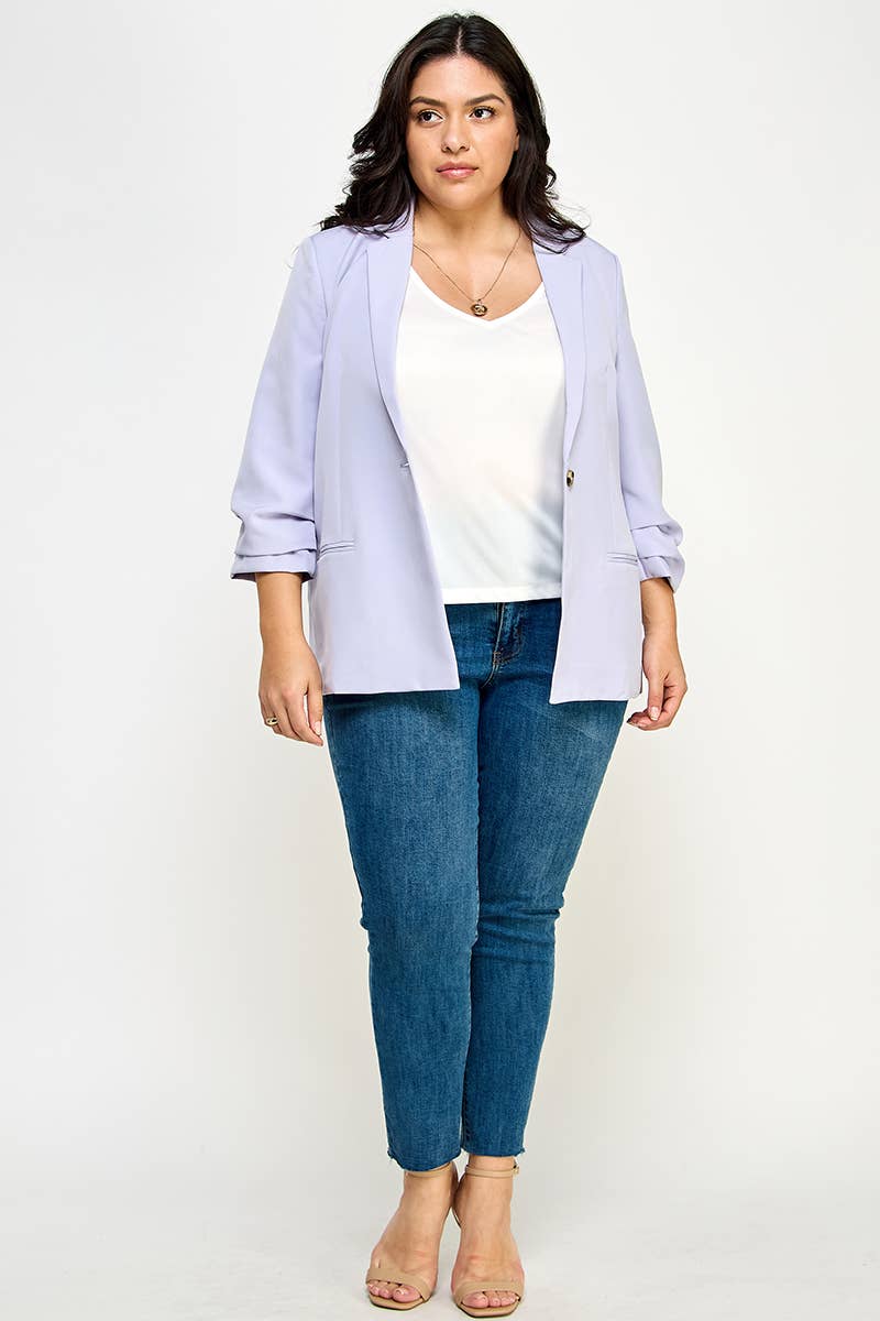 Lavender Folded Sleeve Blazer (Plus)