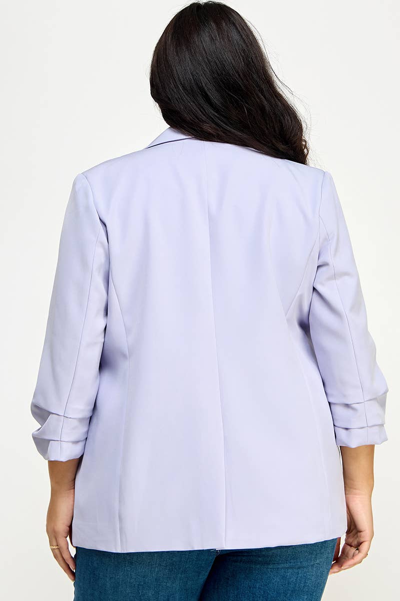 Lavender Folded Sleeve Blazer (Plus)