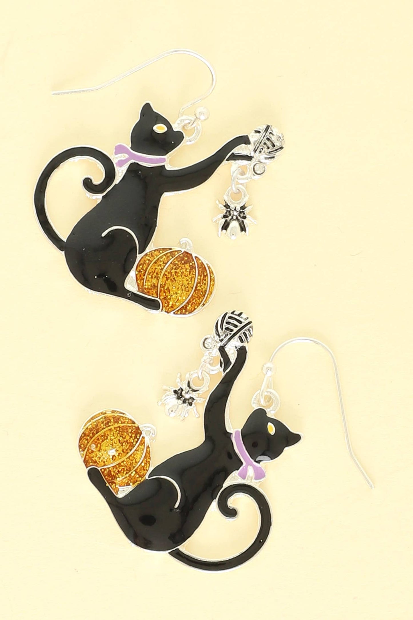 Halloween Cat Theme Epoxy Rhinestone Earrings