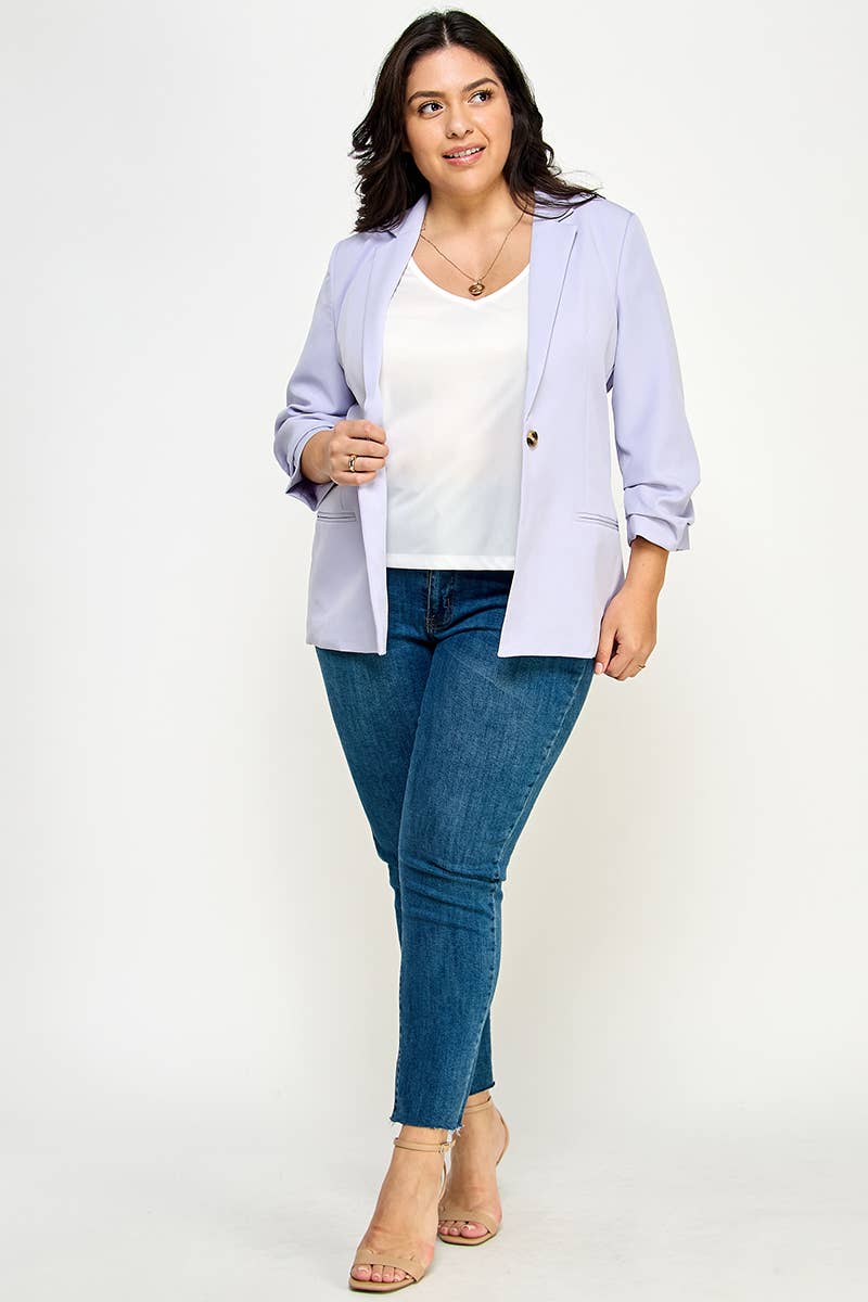 Lavender Folded Sleeve Blazer (Plus)