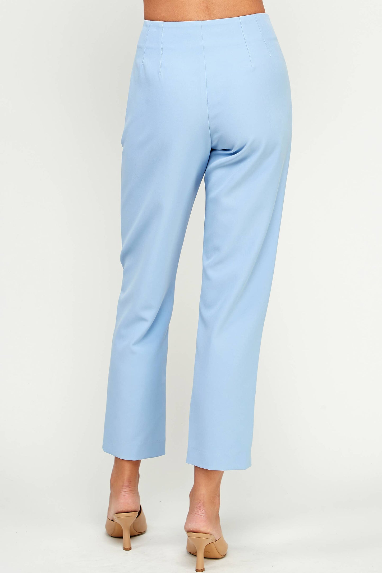 High Waisted Straight Cropped Pant Light Blue