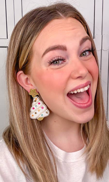 White Christmas Tree Earring: One Size