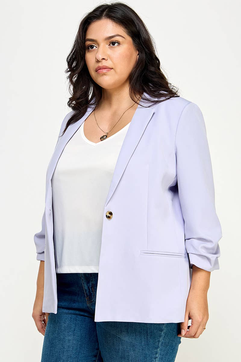 Lavender Folded Sleeve Blazer (Plus)