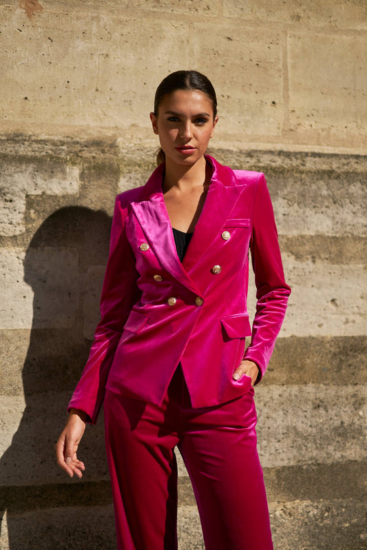 Fuschia Velvet Blazer V1721N