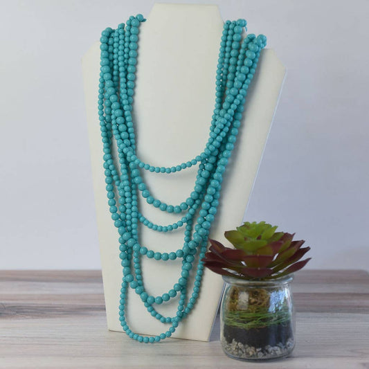 Glory Multi Strand Beaded Necklaces: Turquoise