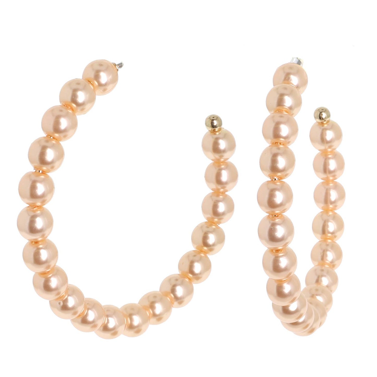 50MM Medium Pearl Open Hoop Earrings: Rose Gold