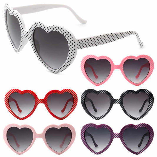 Polka Dot Heart Frame Sunglasses