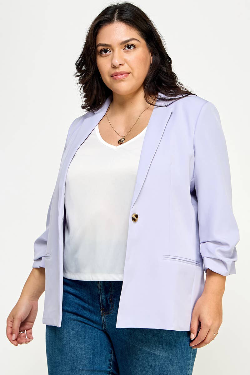 Lavender Folded Sleeve Blazer (Plus)