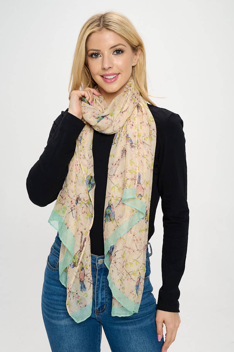 Bird on Branches Print Scarf